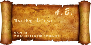 Aba Boglárka névjegykártya